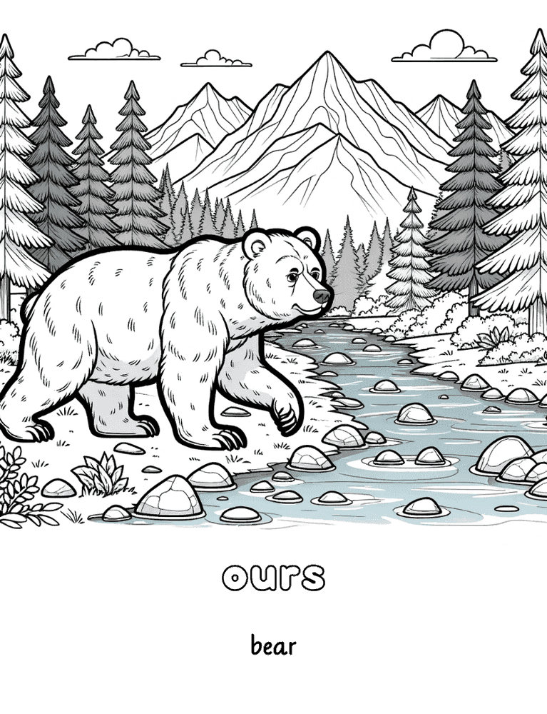 Interior page 3 of Malagasy - English Animals Coloring Book for Kids Ages 4-8 - Click to view on Amazon