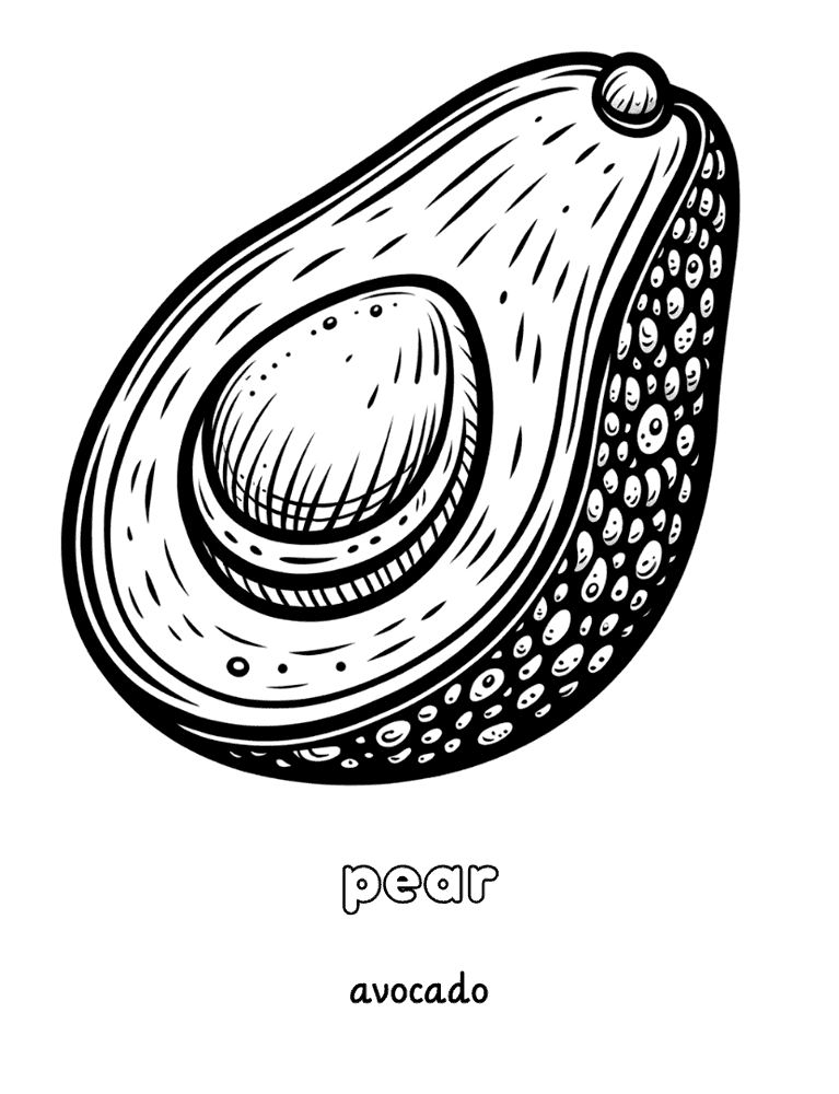 Interior page 2 of Pidgin - English Fruits and Vegetables Coloring Book for Kids Ages 4-8 - Click to view on Amazon