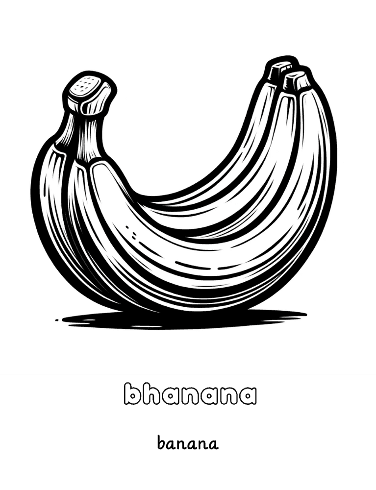 Interior page 3 of Shona - English Fruits and Vegetables Coloring Book for Kids Ages 4-8 - Click to view on Amazon